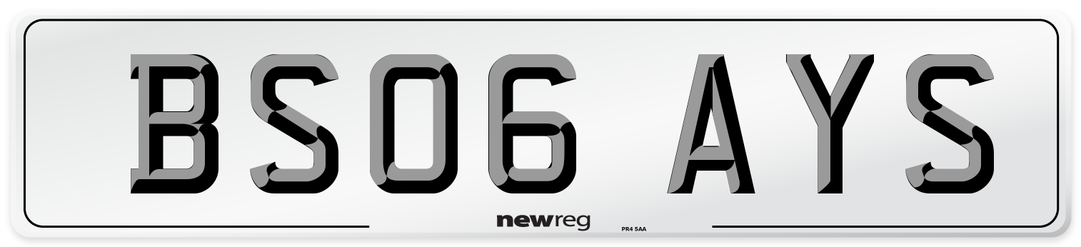 BS06 AYS Number Plate from New Reg